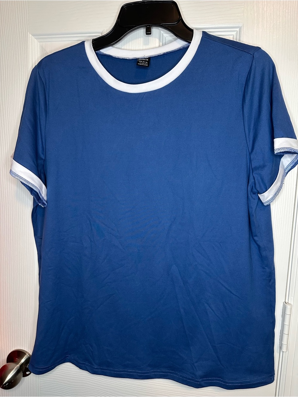 SHEIN Royal Blue Short Sleeve Tee with White Trim
